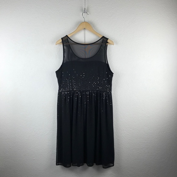 Lane Bryant l 14 Retro Pinup Sheer Mesh Illusion Gold Sequins Sparkly Tank Dress - Picture 5 of 14